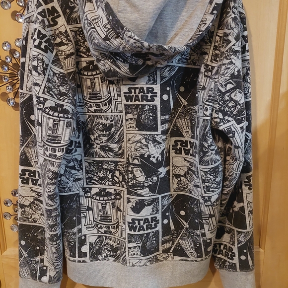 Star Wars Graphic Zip Up Sweater - Black and Gray - Picture 2 of 5